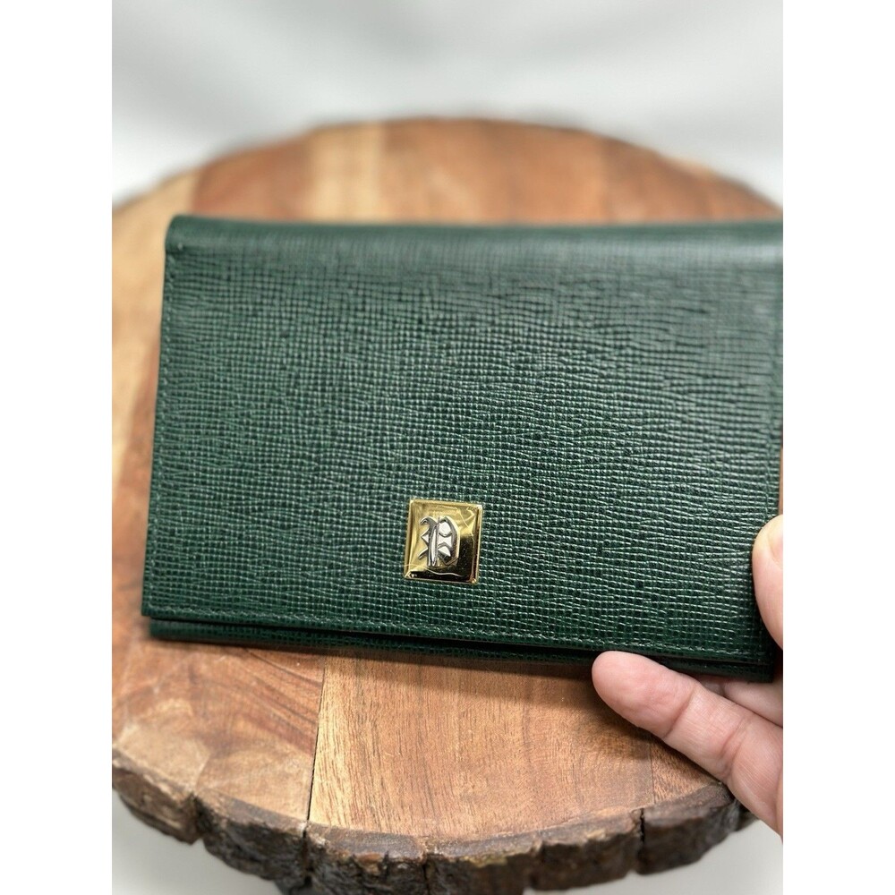 Pelle Borsa Vero Cuoio Di Leather Green Wallet Credit Card Zip Coin